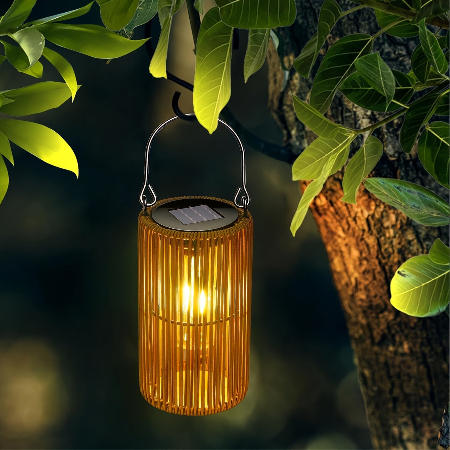 Solar Hanging Lanterns Set Outdoor Waterproof LED with Automatic Switch