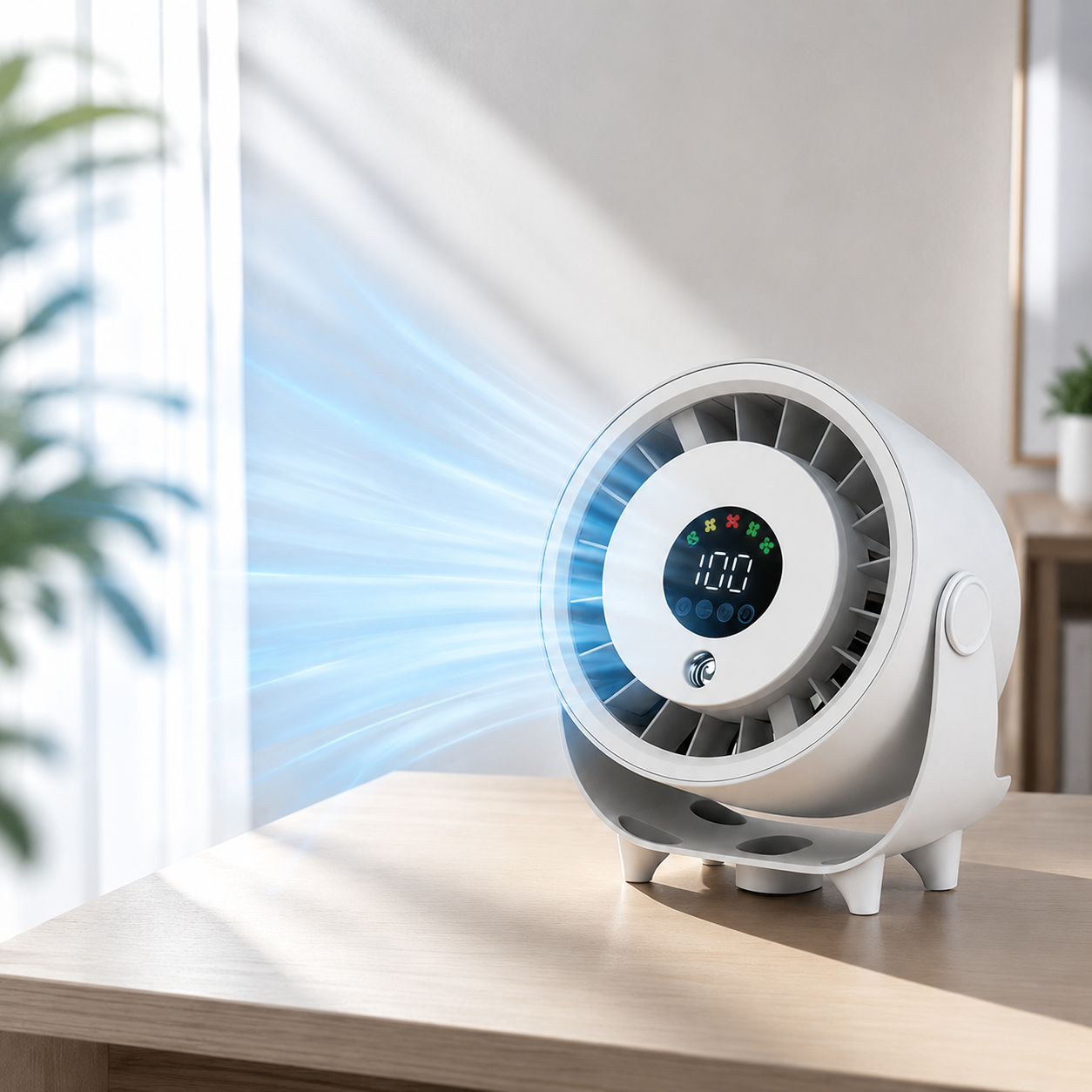 Portable Wall Mount Misting Fan Humidifier Digital Display Quiet Cooling