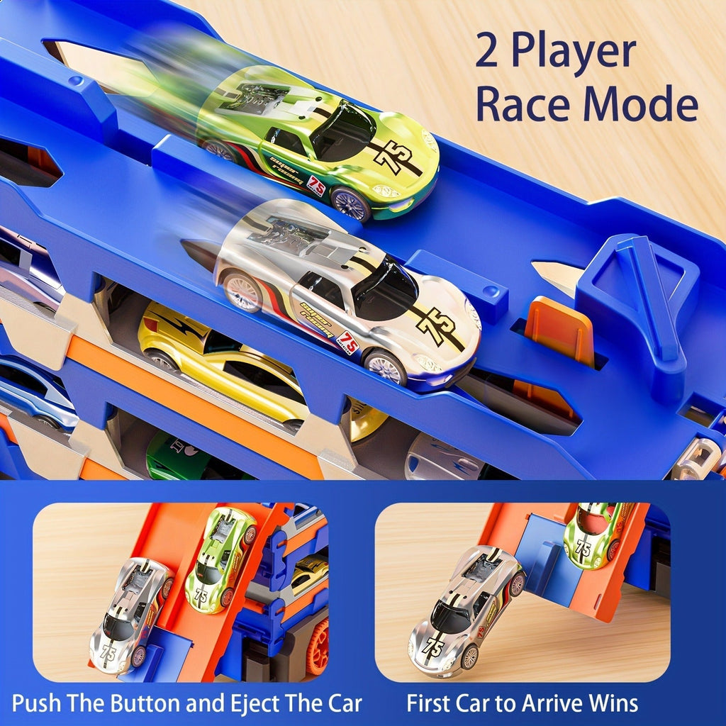 Dinosaur Race Track Toy Set with Alloy Cars and Catapult Track