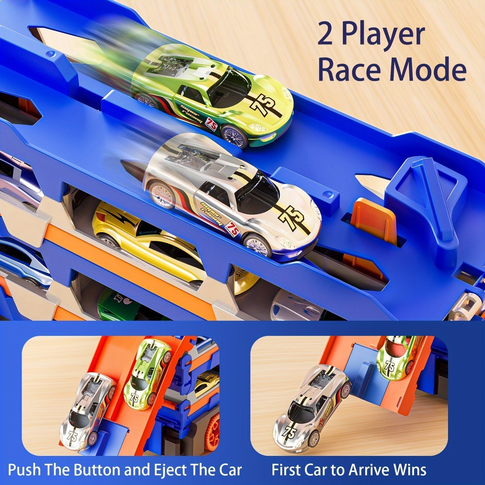 Dinosaur Race Track Toy Set with Alloy Cars and Catapult Track