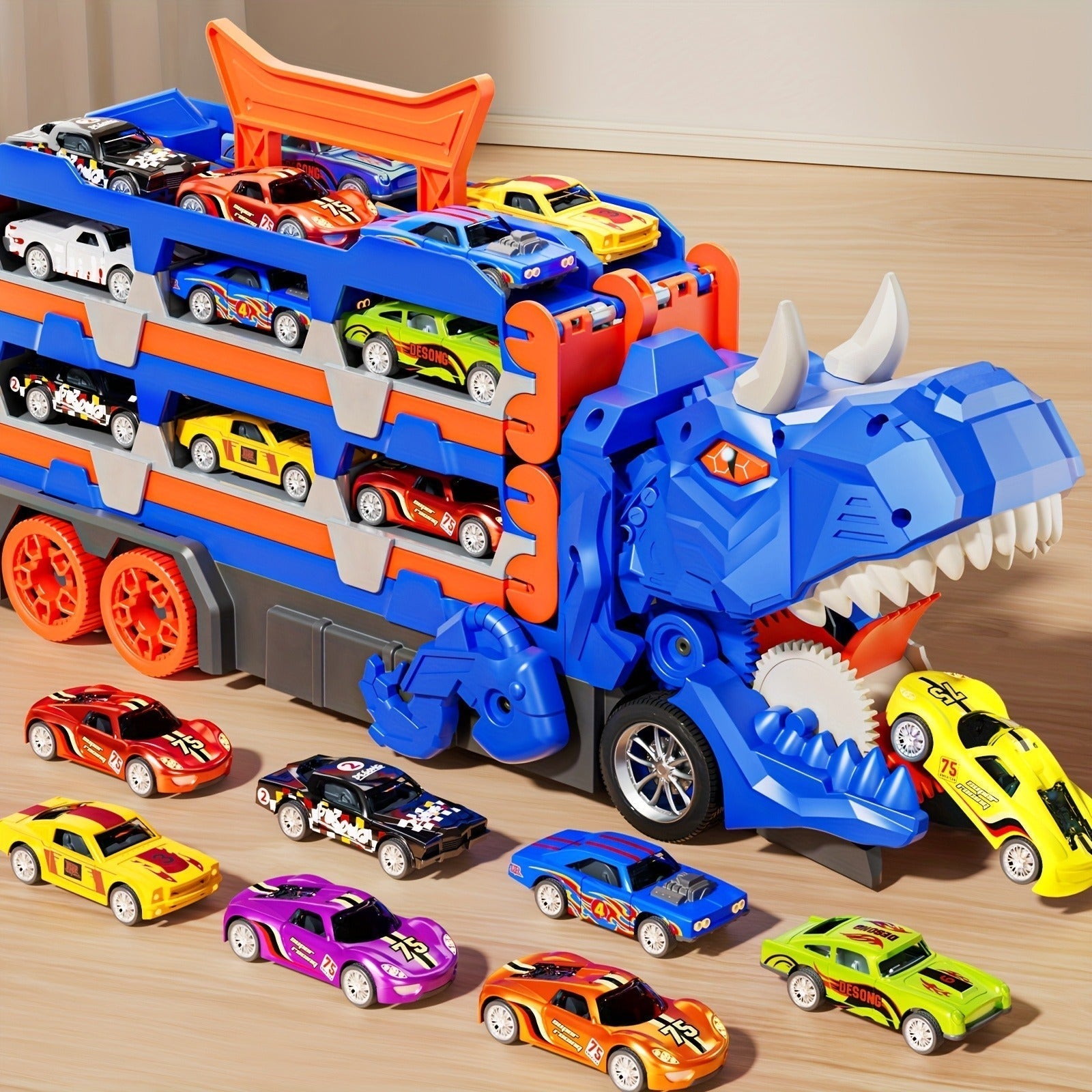 Dinosaur Race Track Toy Set with Alloy Cars and Catapult Track