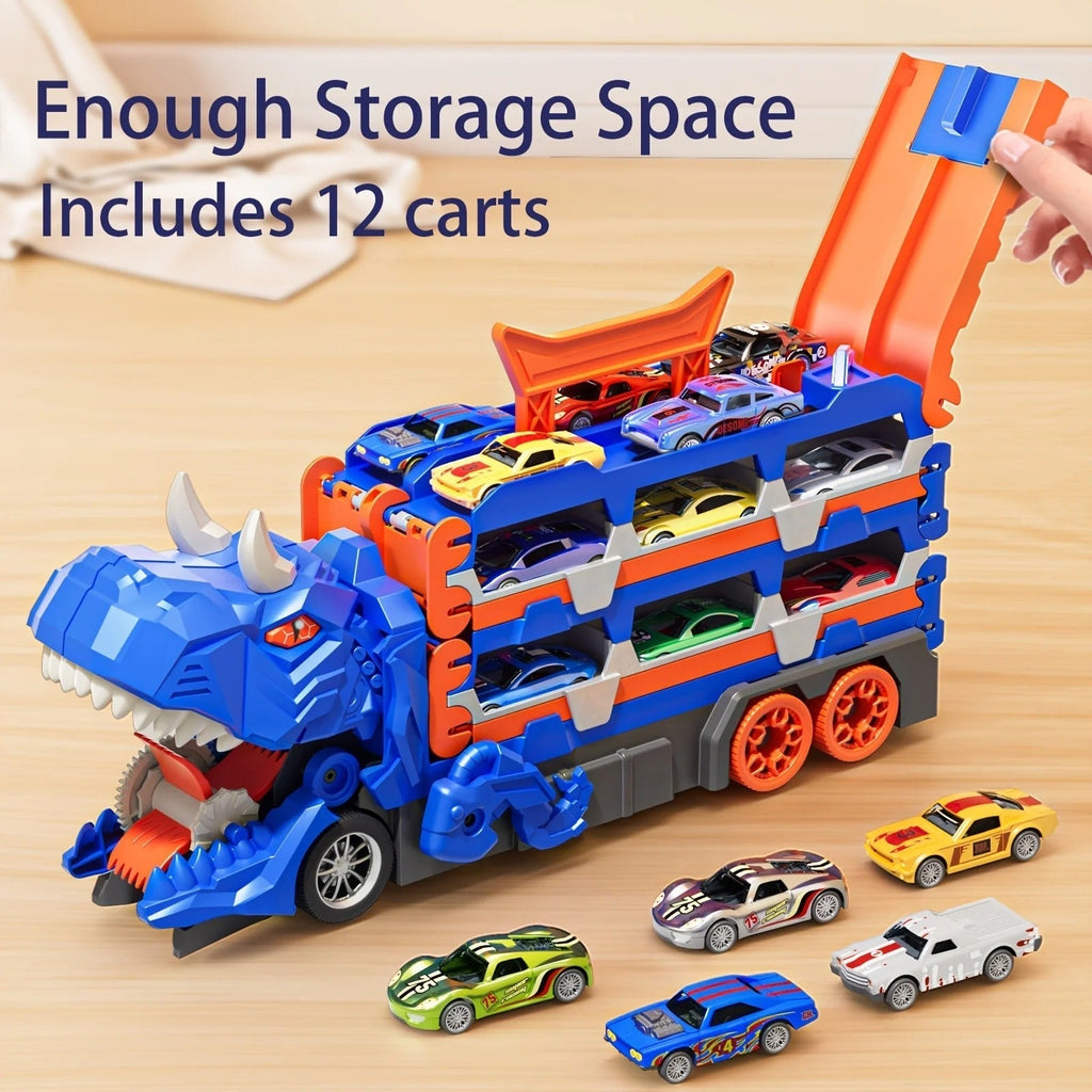Dinosaur Race Track Toy Set with Alloy Cars and Catapult Track