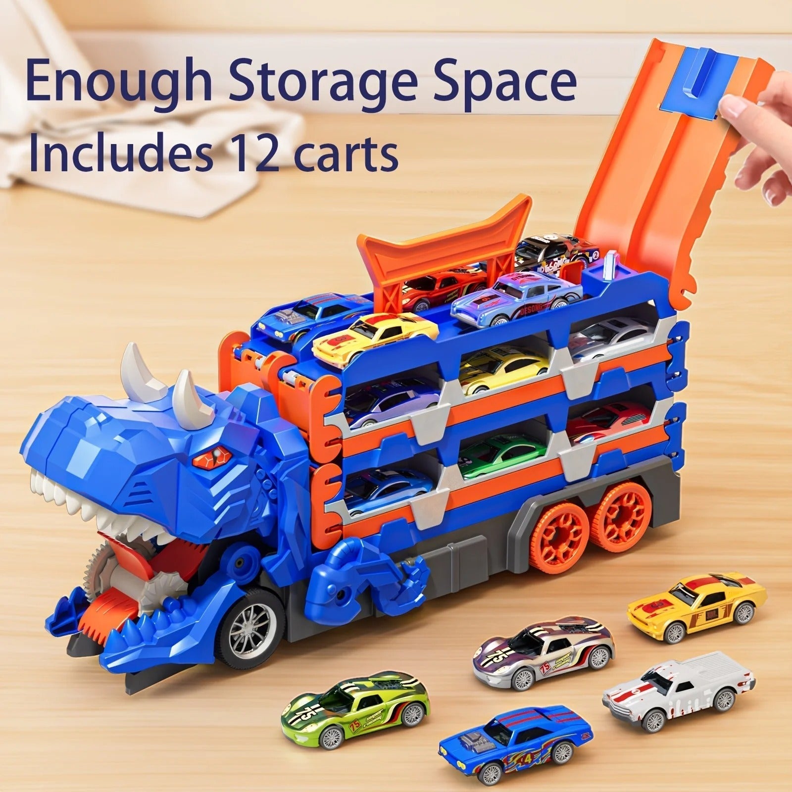 Dinosaur Race Track Toy Set with Alloy Cars and Catapult Track