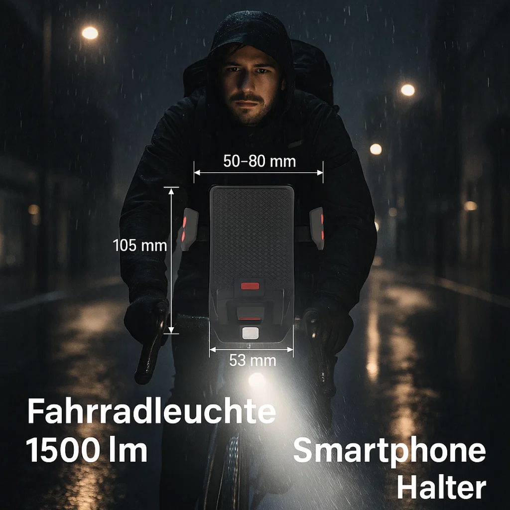 Bicycle LED Light Power Bank 1500 Lumens 4-in-1 Front Bike Light