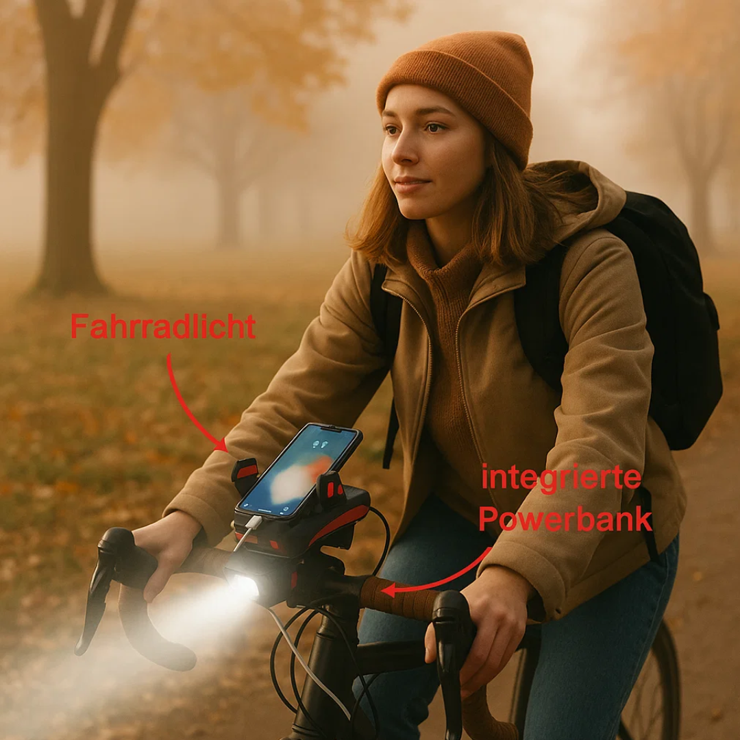 Bicycle LED Light Power Bank 1500 Lumens 4-in-1 Front Bike Light