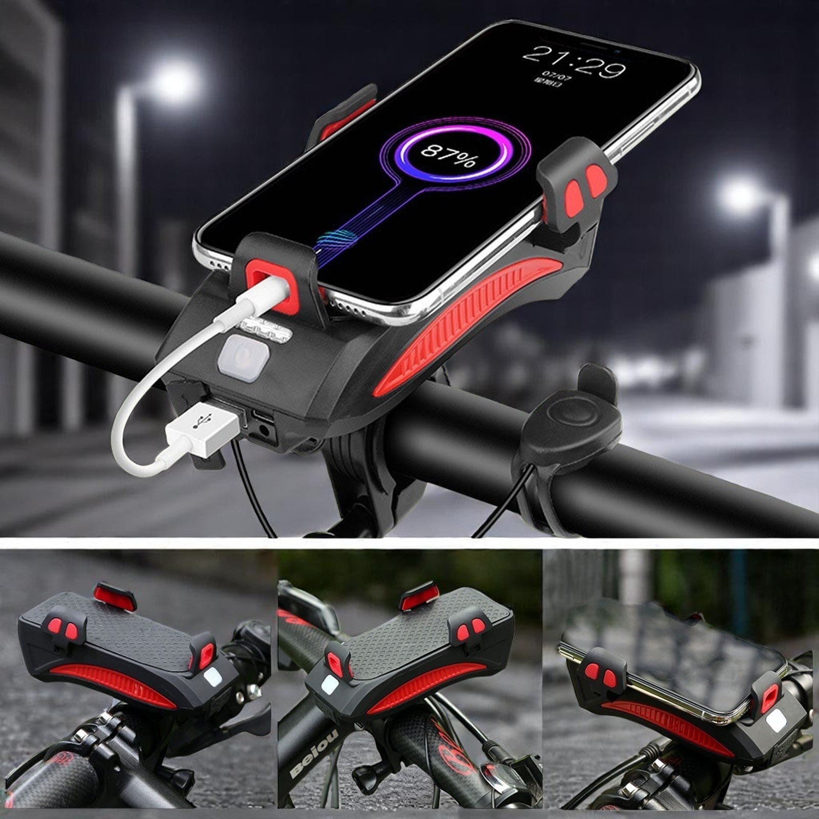 Bicycle LED Light Power Bank 1500 Lumens 4-in-1 Front Bike Light
