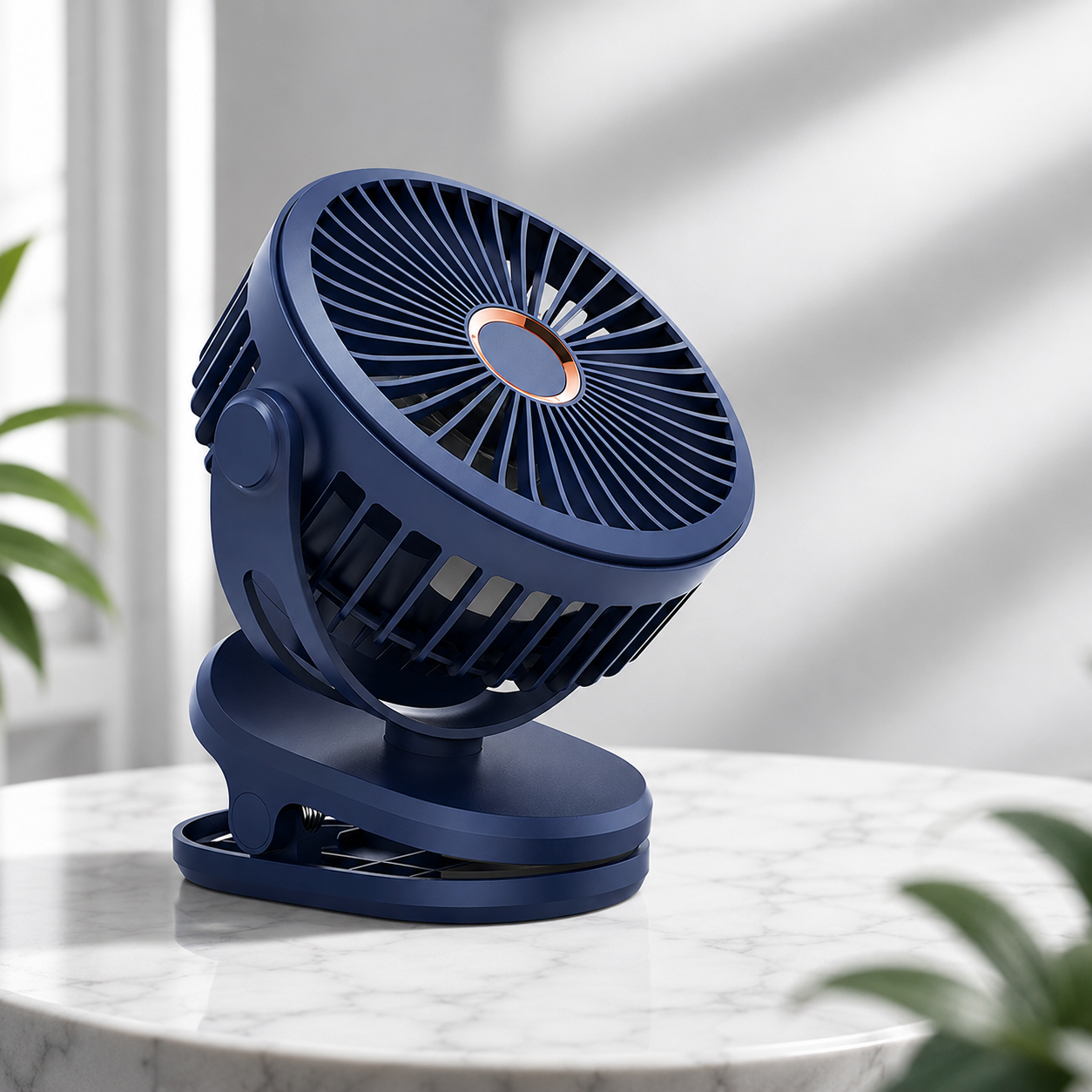 Rechargeable Clip-On Portable Desk Fan with 4-Speed and Battery