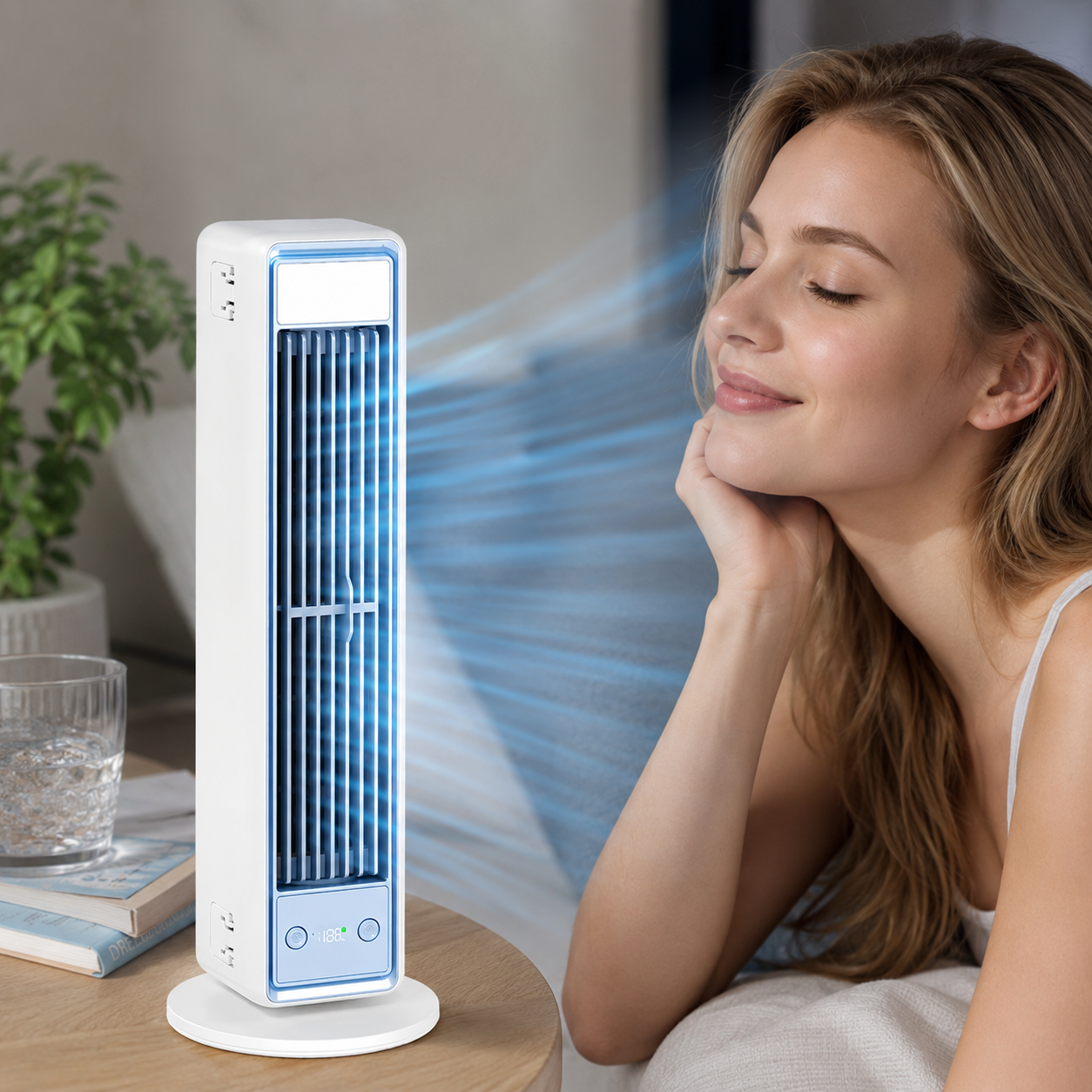 Bladeless Tower Fan Rechargeable Oscillating Desktop Wall Mount Fan with Remote