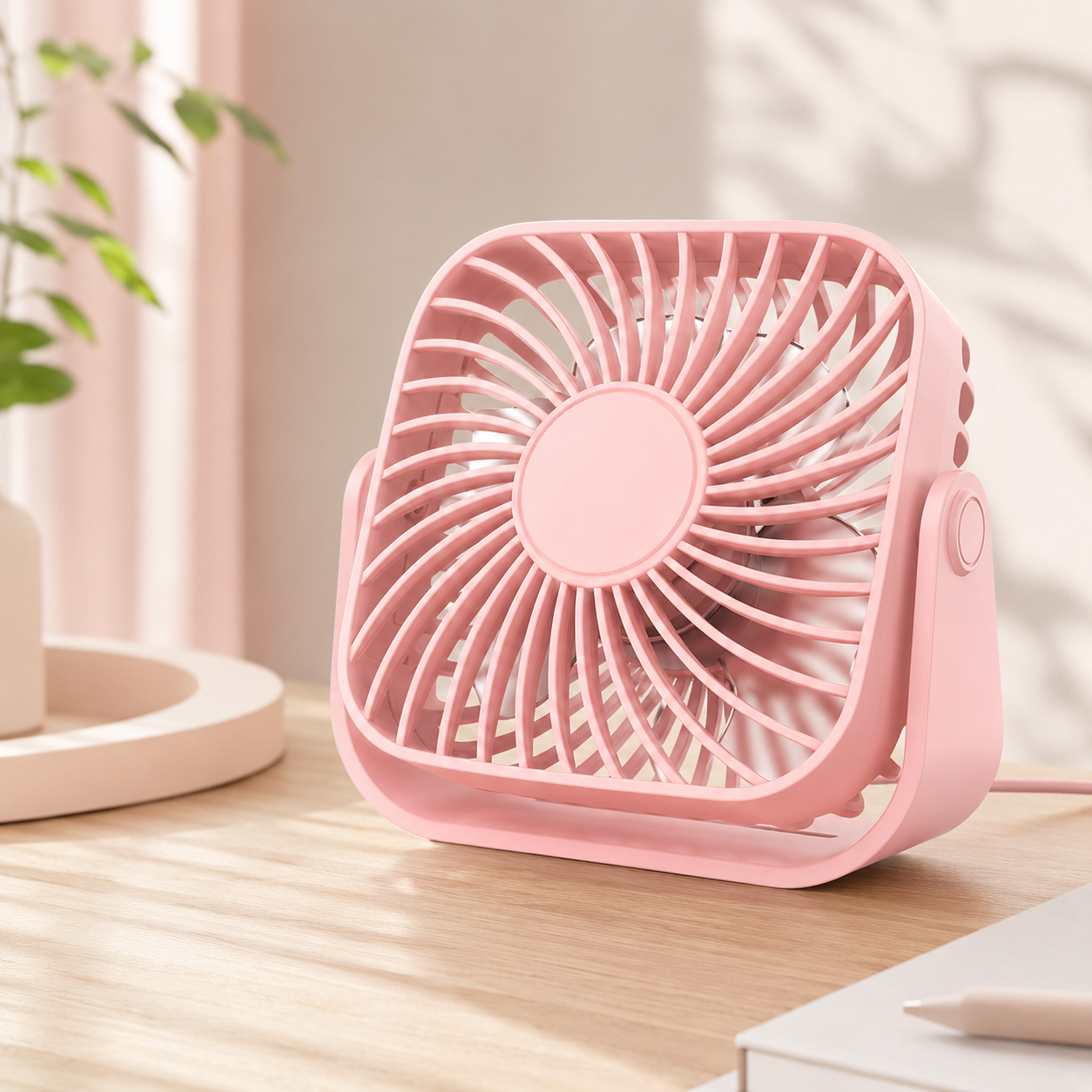 USB Mini Portable Desk Fan 4 Inch 3 Speed Quiet Adjustable Table Fan
