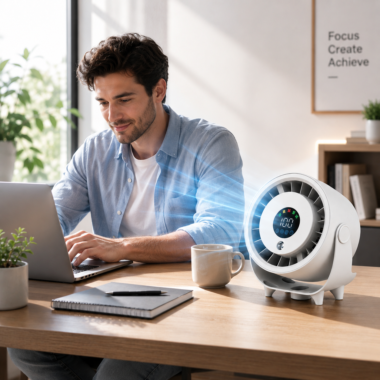 Portable Wall Mount Misting Fan Humidifier Digital Display Quiet Cooling