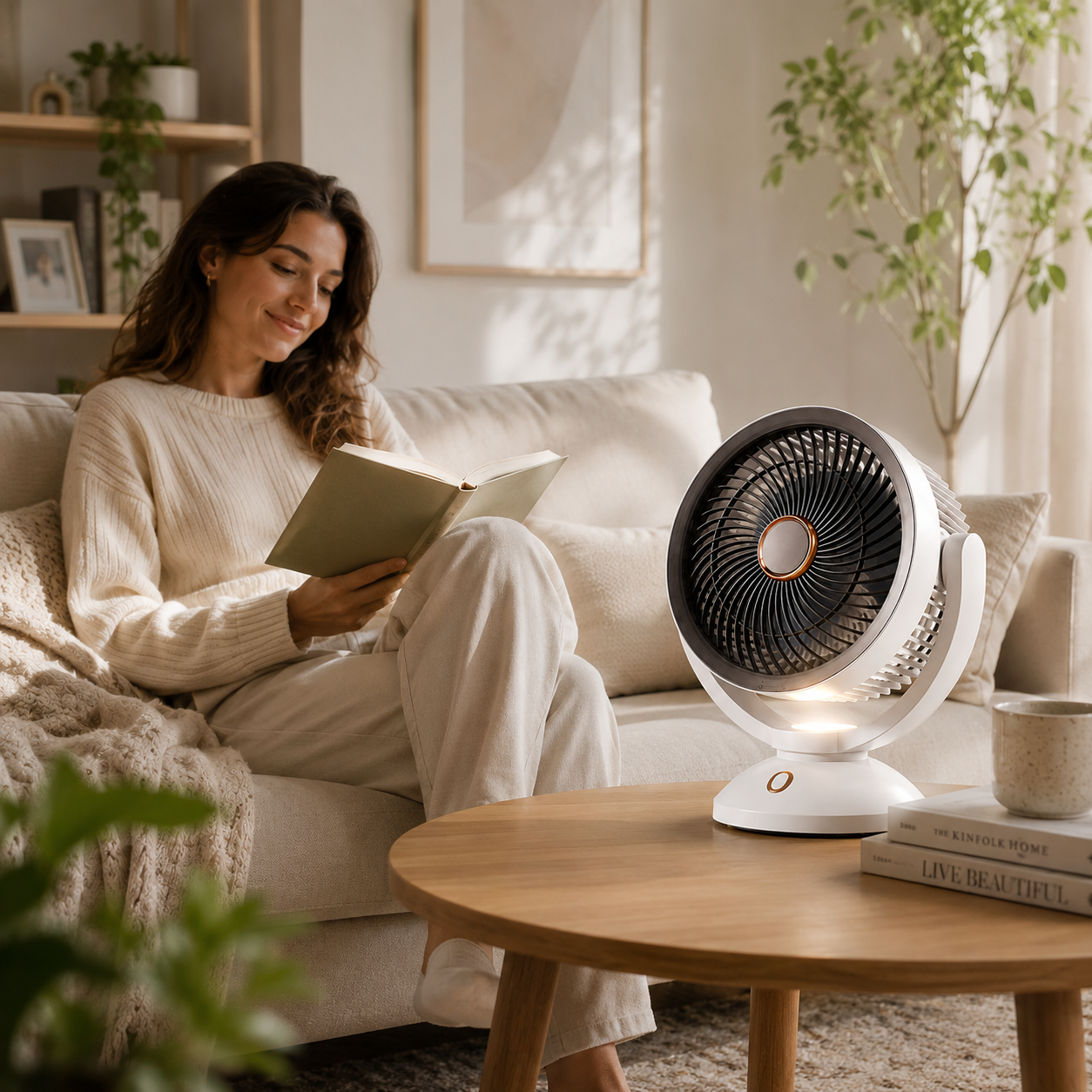 Rechargeable Portable USB Desk Fan with Night Light and Quiet Cooling