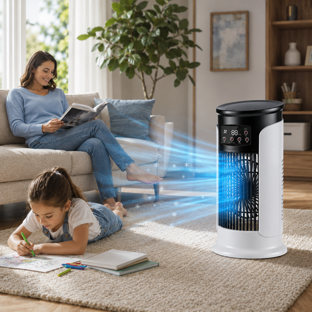 Portable 3 in 1 Air Conditioner Fan Humidifier with Night Light