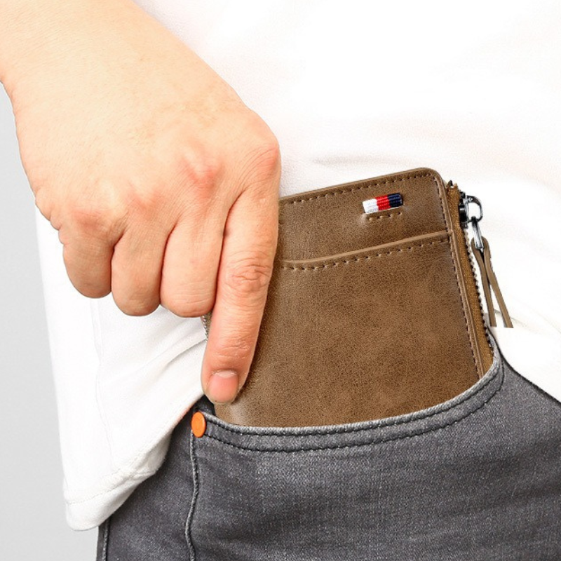 Men's Leather Bifold Wallet RFID Blocking Anti Theft Wallet