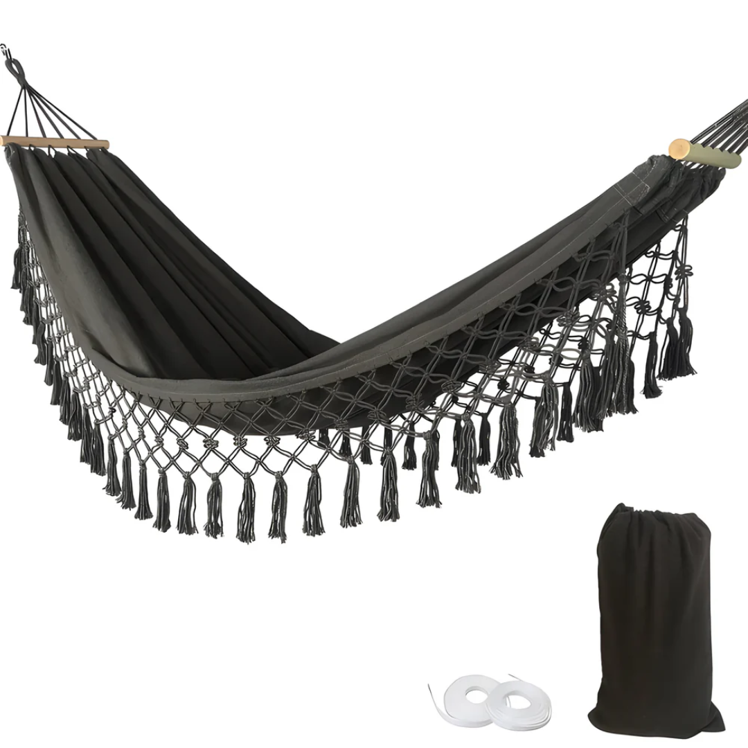 Hammock with Wooden Spreader Bars Hanging Bed Indoor Outdoor