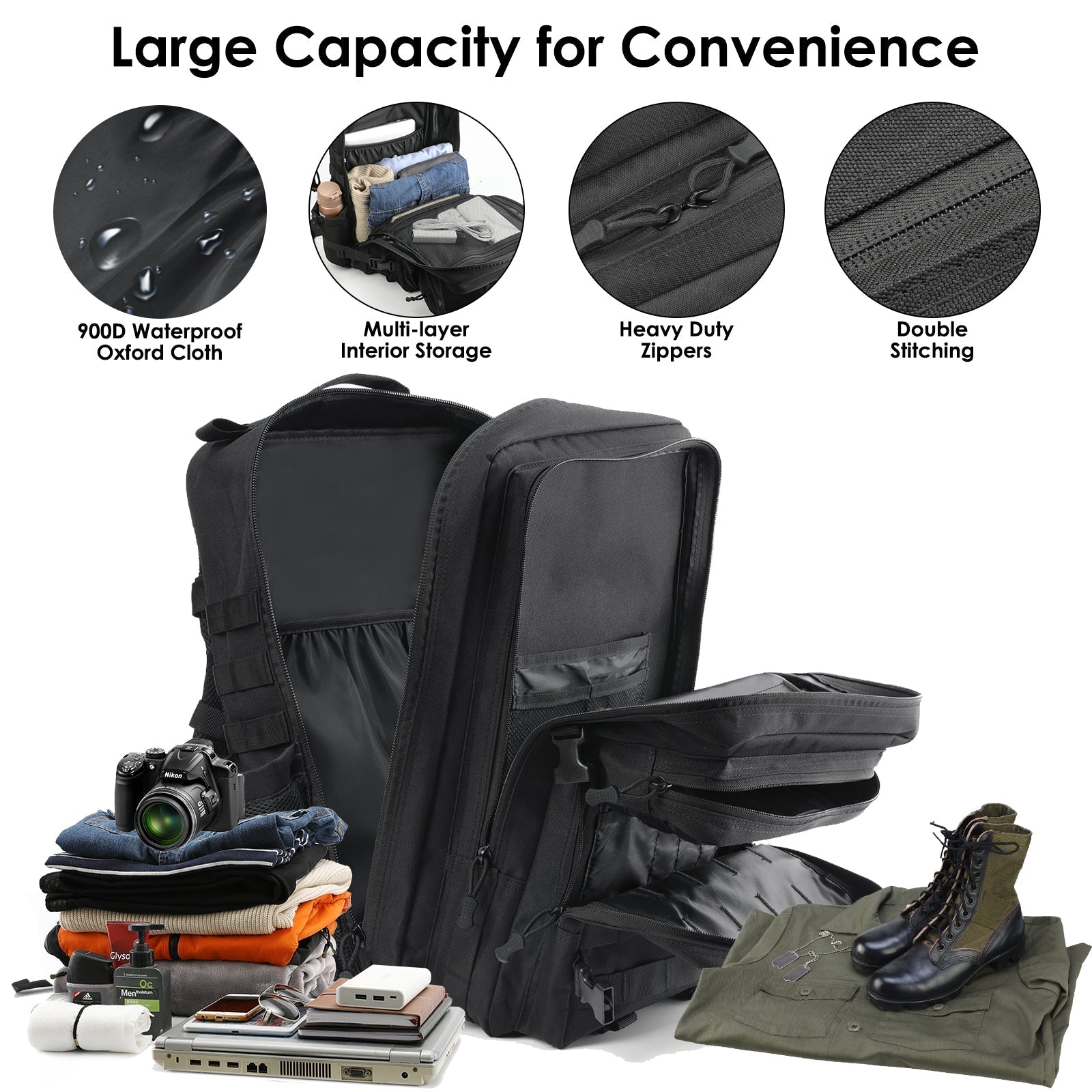 Military Tactical Assault Backpack Outdoor Hiking Gear Pack