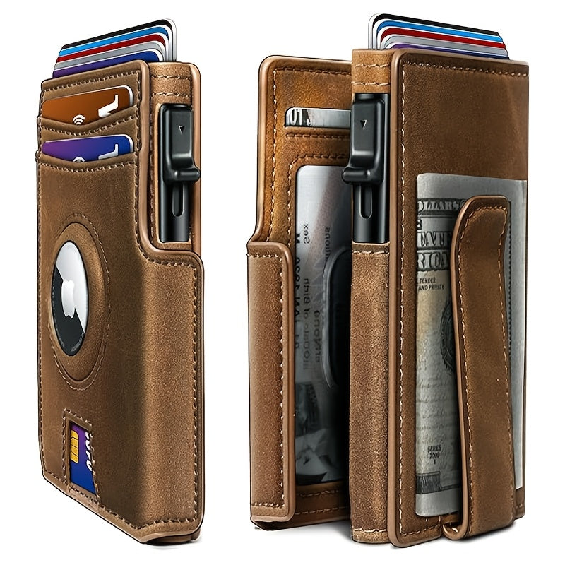 Metal RFID Wallet with Pop-Up Mechanism and Airtag Slot