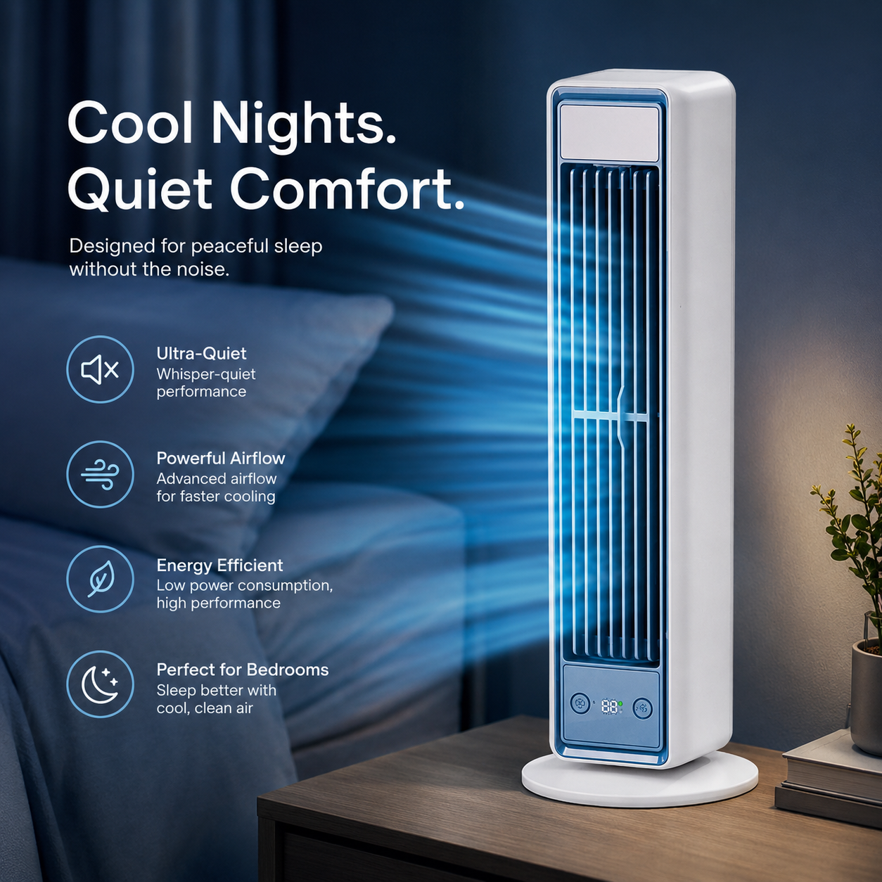 Bladeless Tower Fan Rechargeable Oscillating Desktop Wall Mount Fan with Remote
