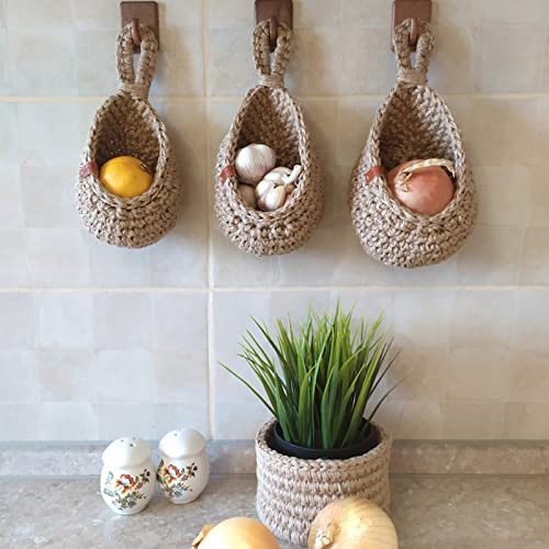 Jute Wall Mounted Storage Baskets Organizer Set