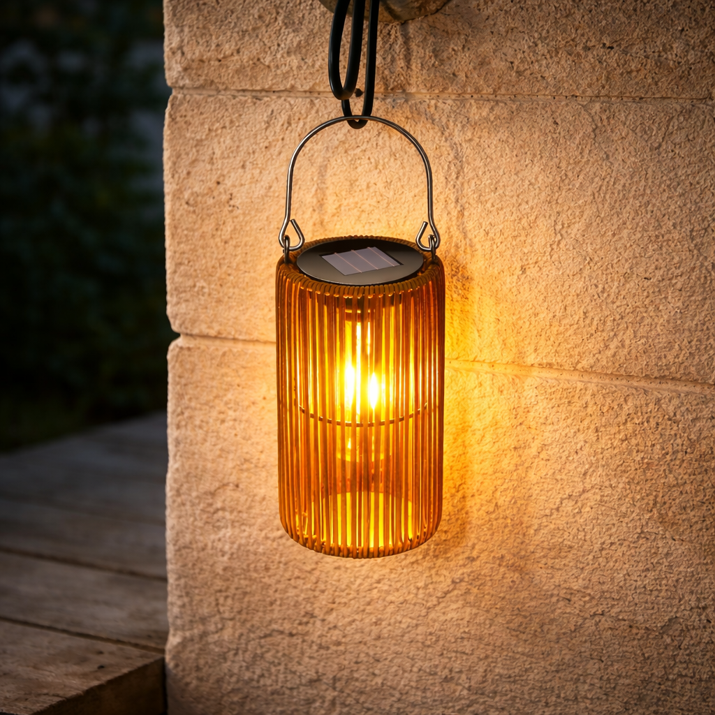 Solar Hanging Lanterns Set Outdoor Waterproof LED with Automatic Switch