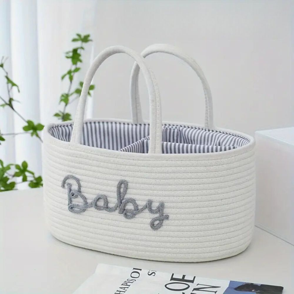 Baby Storage Organizer Basket with Rope Handles