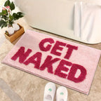 Bathroom Mat Square Printed Funny Get Naked Bath Rug