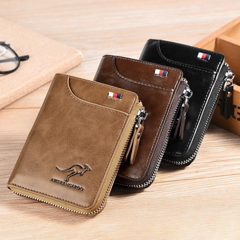 Men's Leather Bifold Wallet RFID Blocking Anti Theft Wallet