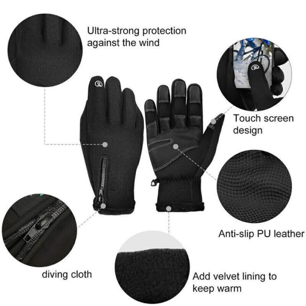 Heated Waterproof Touchscreen Gloves Unisex Winter Gloves