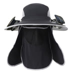Outdoor Fishing Hat with Dual Solar Fans USB Charging Removable Sunshade