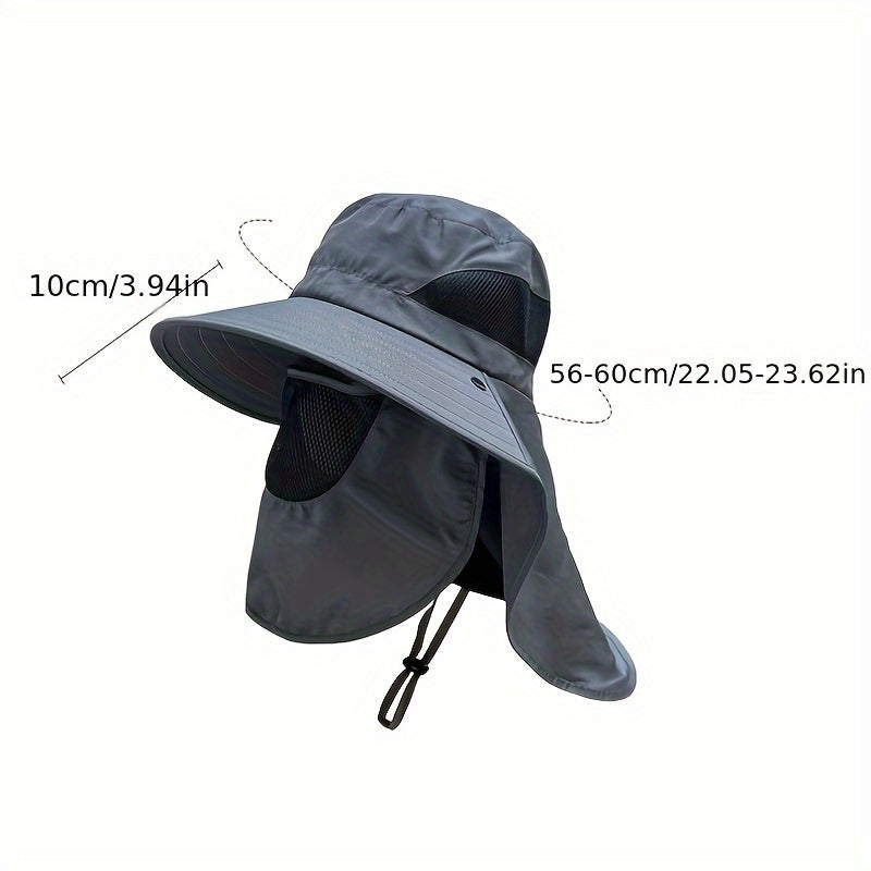 Men's Sun Hat with Removable Face and Neck Flap Adjustable Drawstring