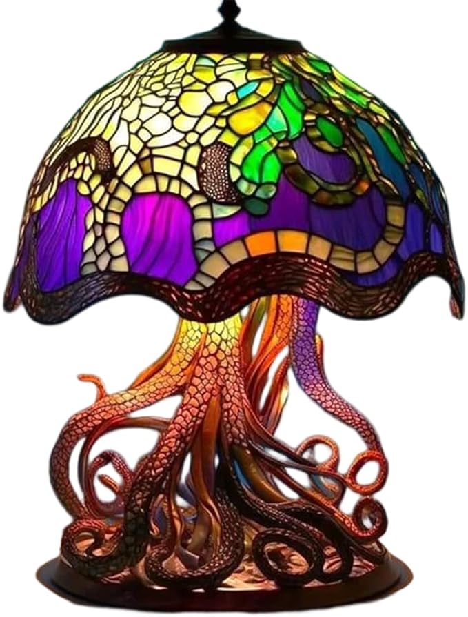 Stained Glass Mushroom Table Lamp with 9 Style Options