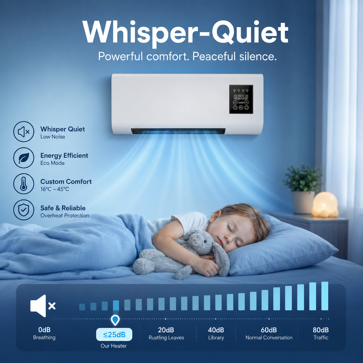 Wall Mounted Portable Air Conditioner with Remote Control and Cooling Fan