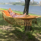 Hammock with Wooden Spreader Bars Hanging Bed Indoor Outdoor