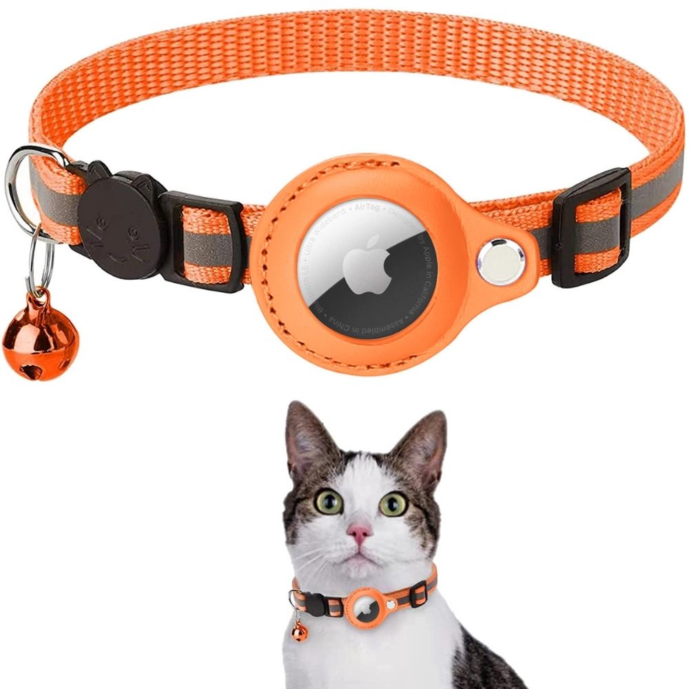 Cat Collar Adjustable Reflective Safety Collar with GPS Tracker Holder