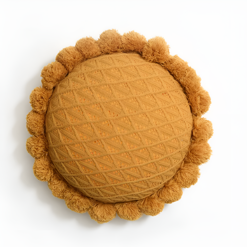 Sunflower Shape Pom Pom Decorative Cushion Pillow