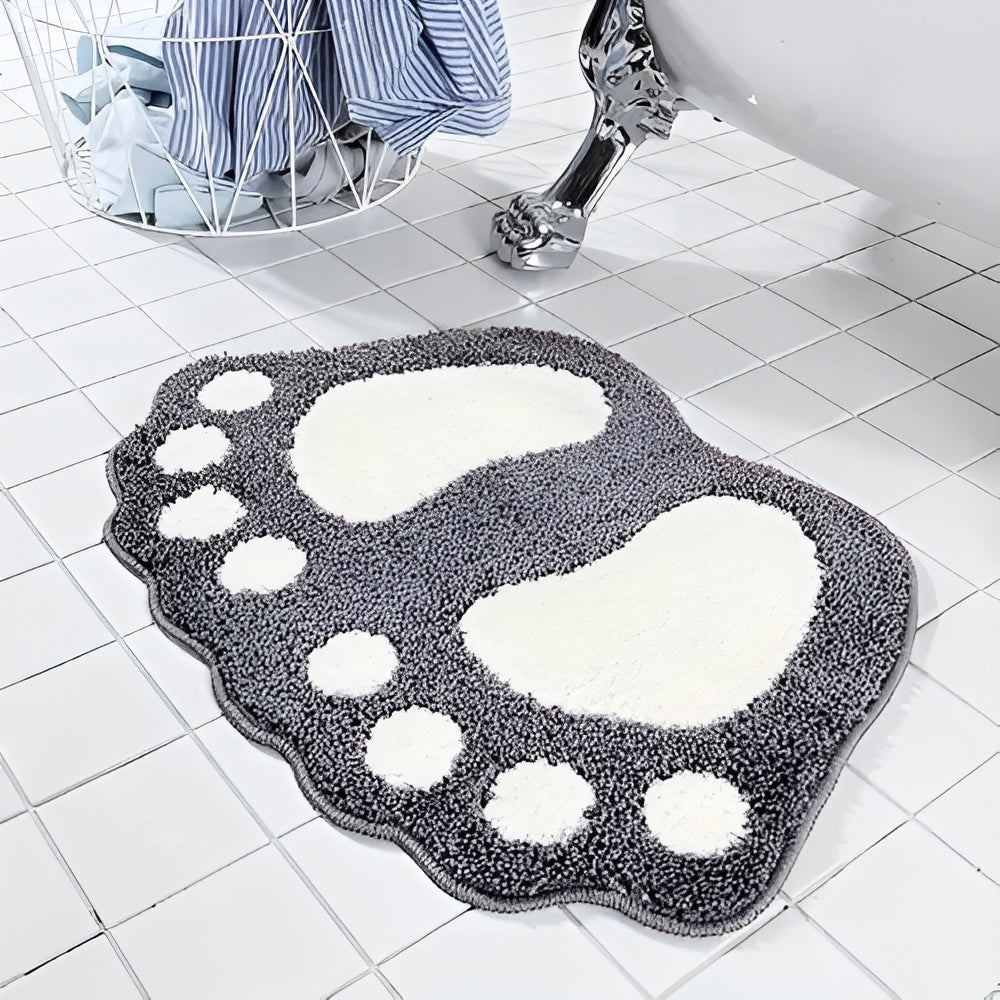 Rectangular Non-Slip Bathroom Floor Rug Paw Print Bath Mat
