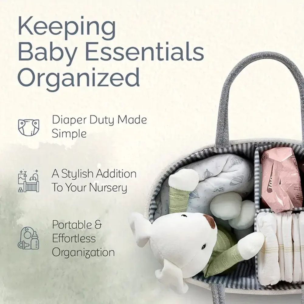 Baby Storage Organizer Basket with Rope Handles