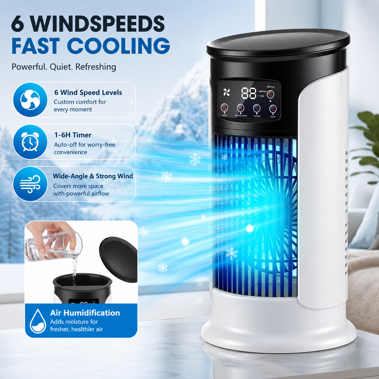 Portable Tower Fan Air Cooler USB Mini Air Conditioner