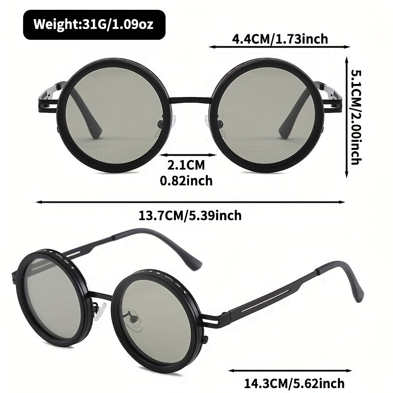 Circular Glasses with Self-Adjusting Color Changing Lenses