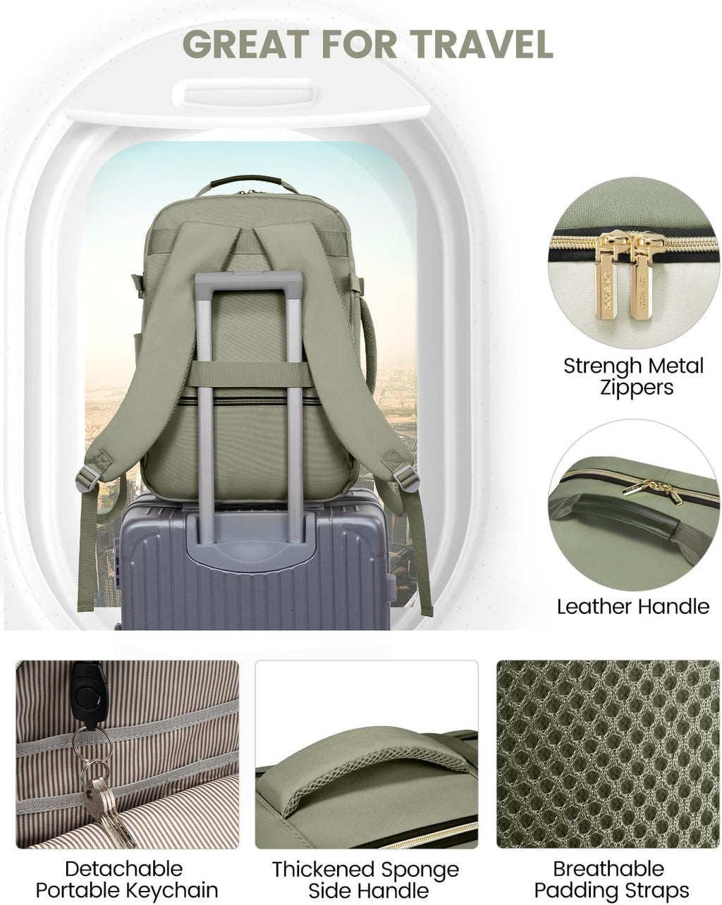 40 Liter Travel Backpack with Packing Cubes Set