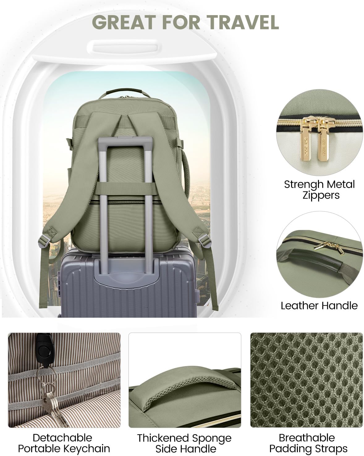 40 Liter Travel Backpack with Packing Cubes Set
