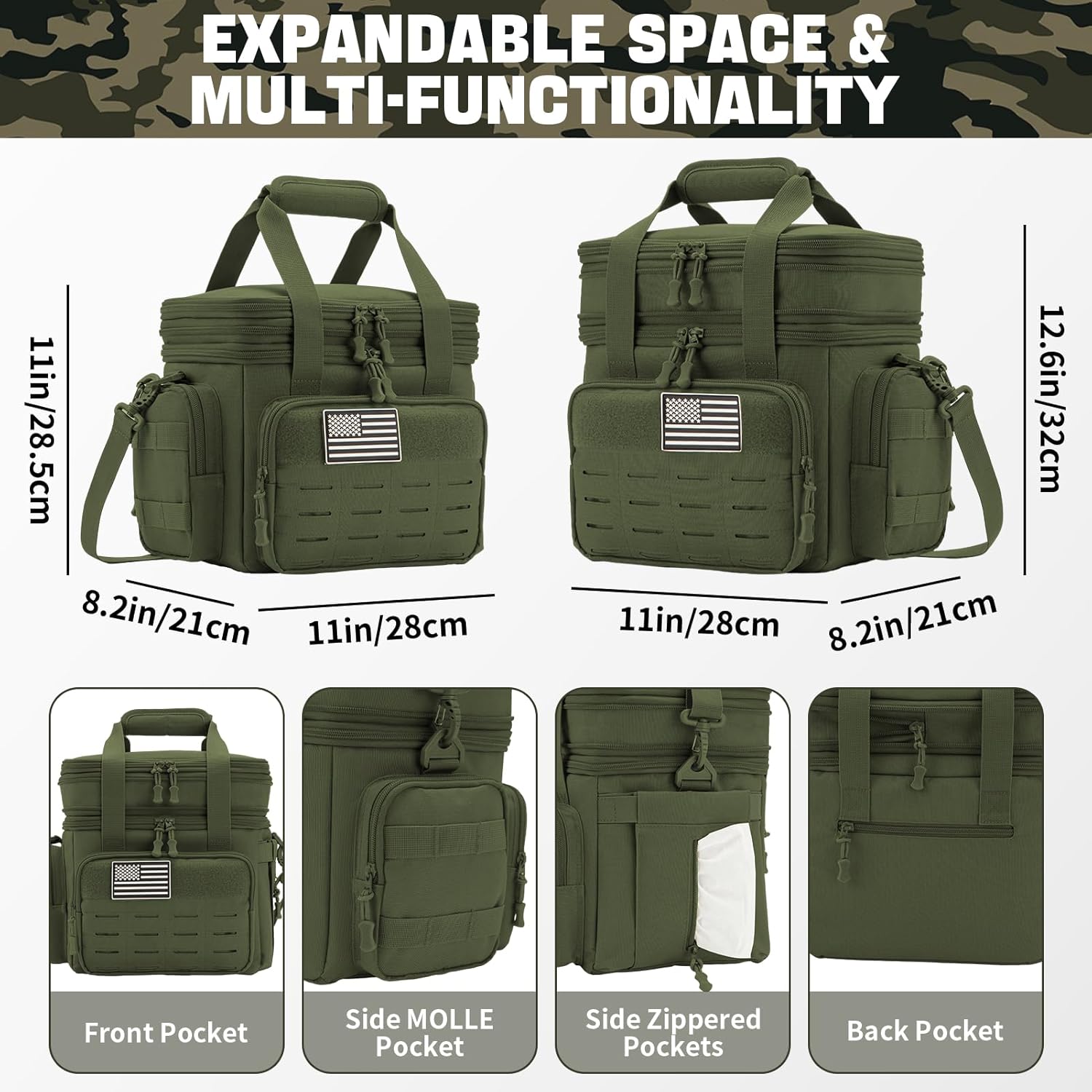 Insulated Tactical Lunch Box Cooler Bag Leakproof Large Capacity 18L