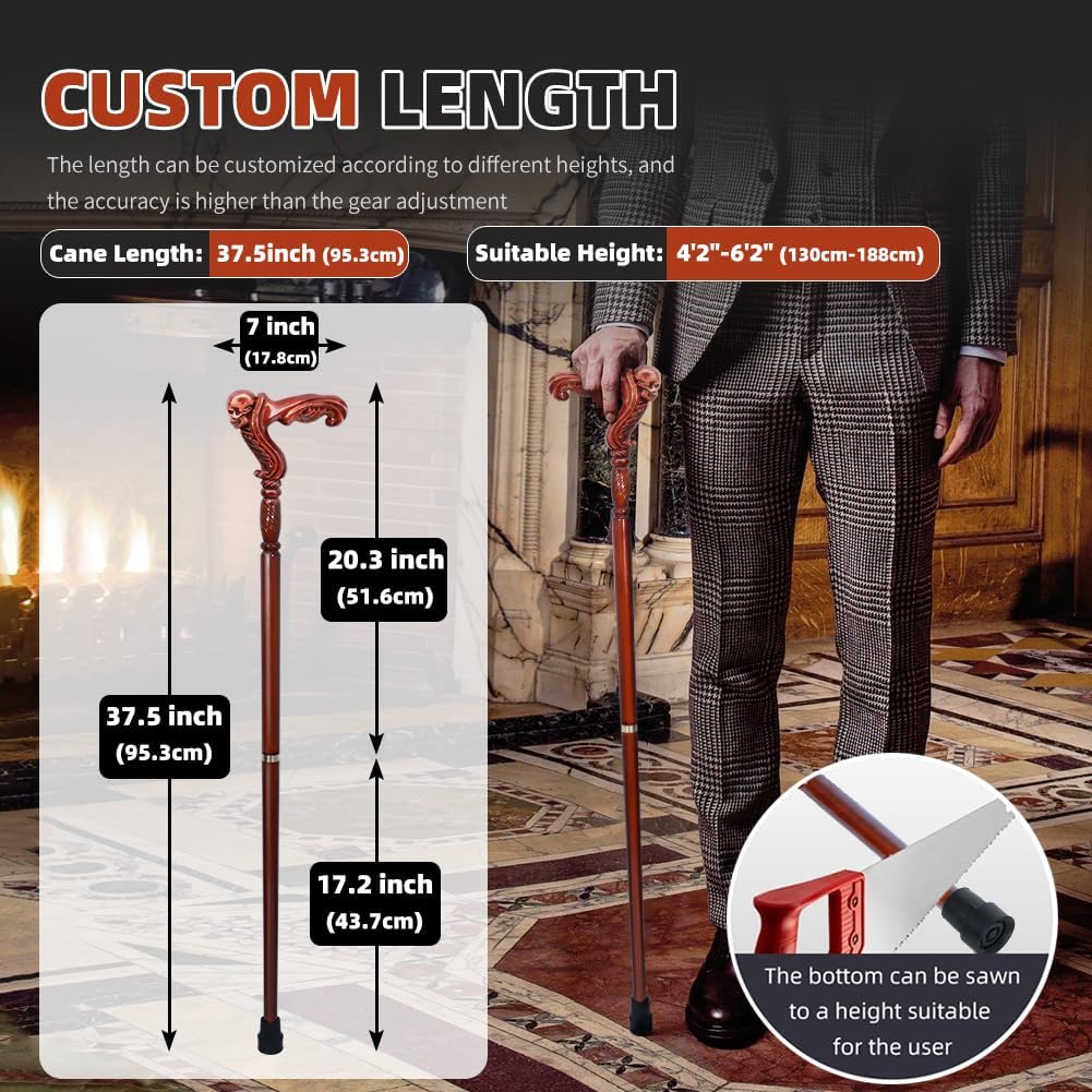 Wooden Straight Walking Cane for Adults