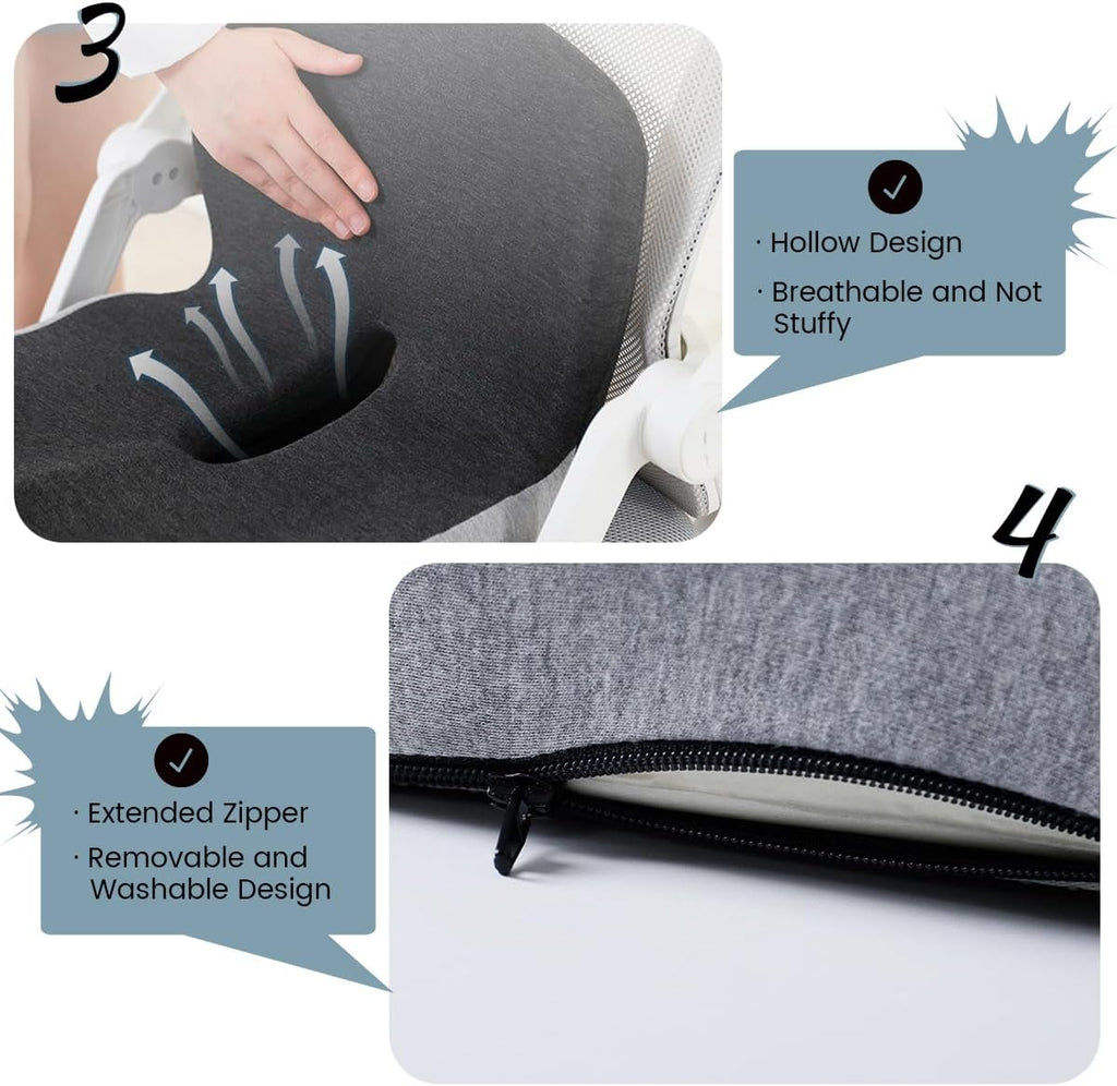 Memory Foam Lumbar Support Back and Seat Cushion Set