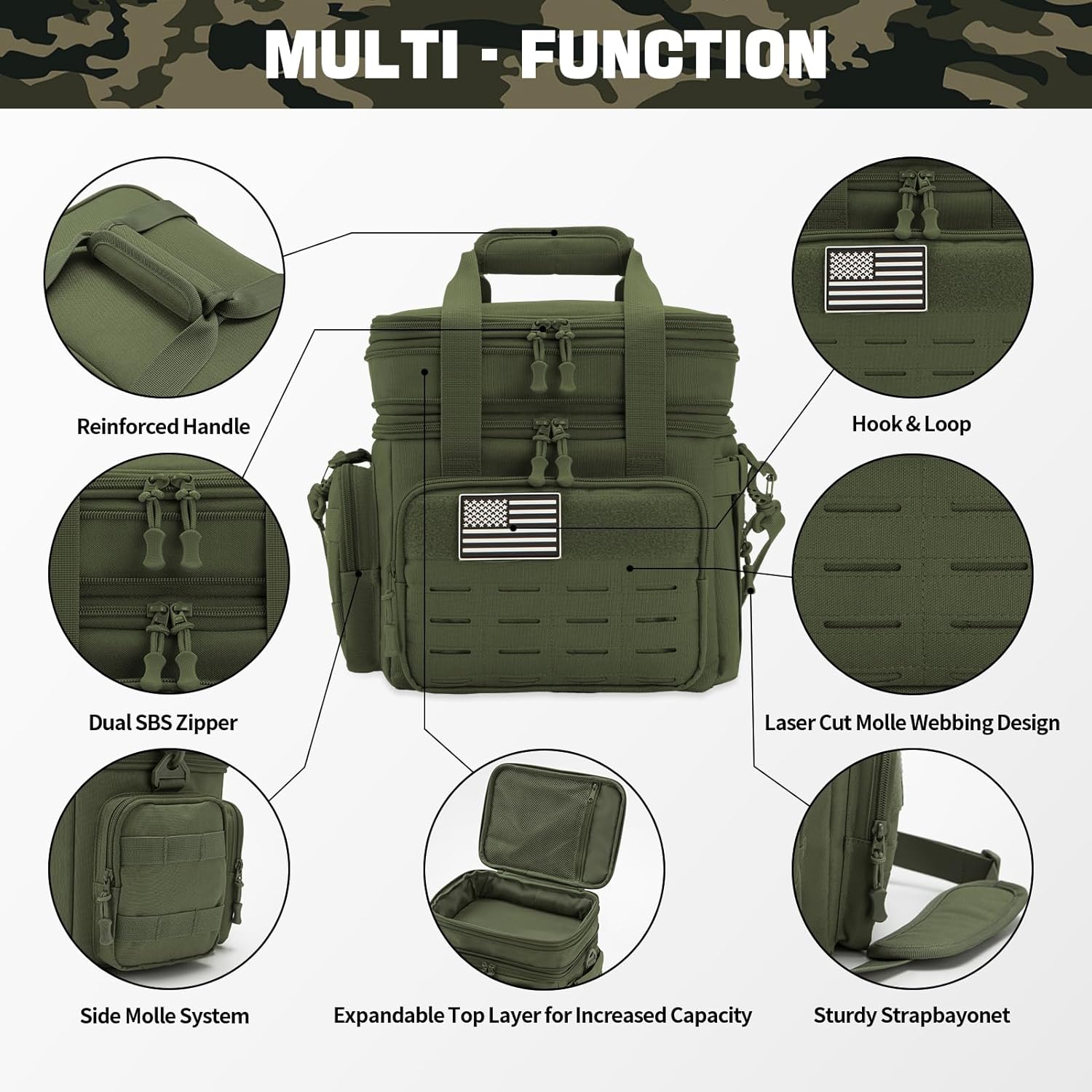 Insulated Tactical Lunch Box Cooler Bag Leakproof Large Capacity 18L