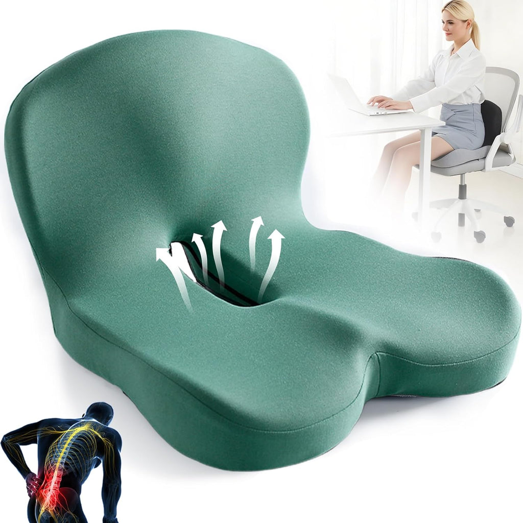 Memory Foam Lumbar Support Back and Seat Cushion Set