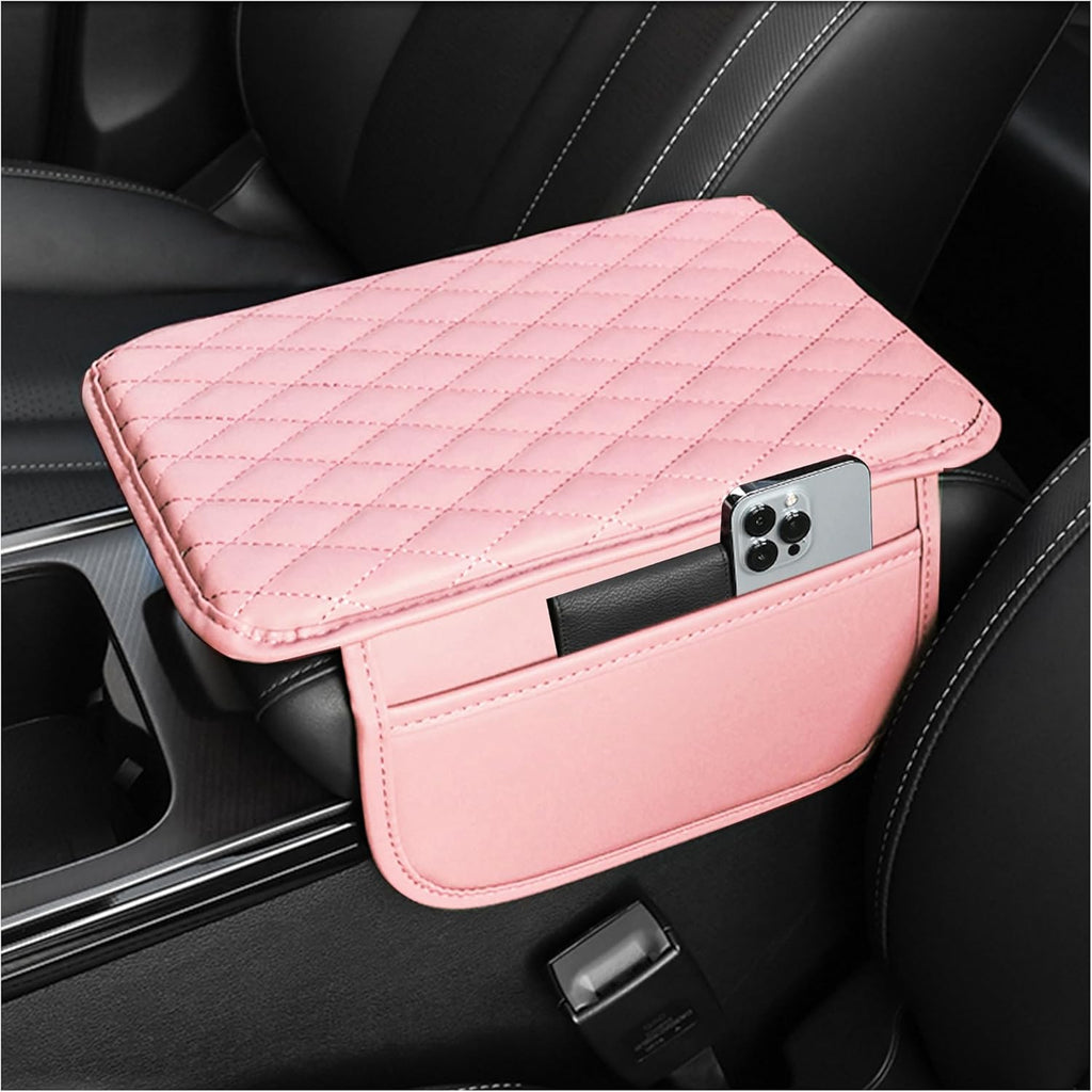 Car Armrest Storage Cover with Adjustable Organizer Pockets