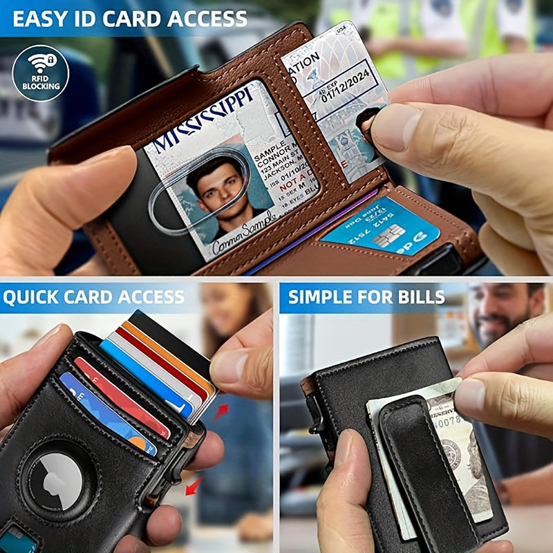 Metal RFID Wallet with Pop-Up Mechanism and Airtag Slot