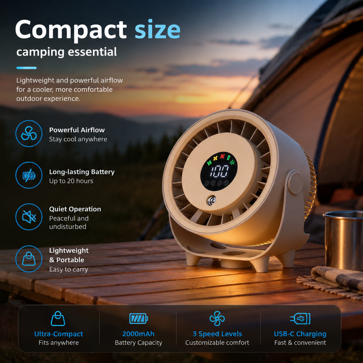 Portable Wall Mount Misting Fan Humidifier Digital Display Quiet Cooling
