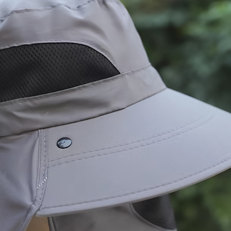 Men's Sun Hat with Removable Face and Neck Flap Adjustable Drawstring