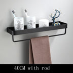 Bathroom Wall Shelf Aluminum Frame Rectangular Mount